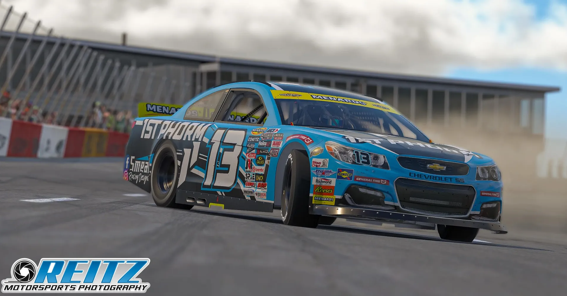 Tyler Barnett driving the blue No. 13 at speed