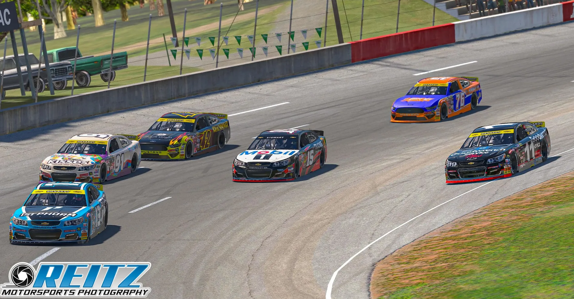 Six Front Runners cars battling for position